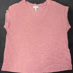 Jessica Simpson Soft Pink V-Neck Cap Sleeve Tee Relaxed Fit Feminine Size L